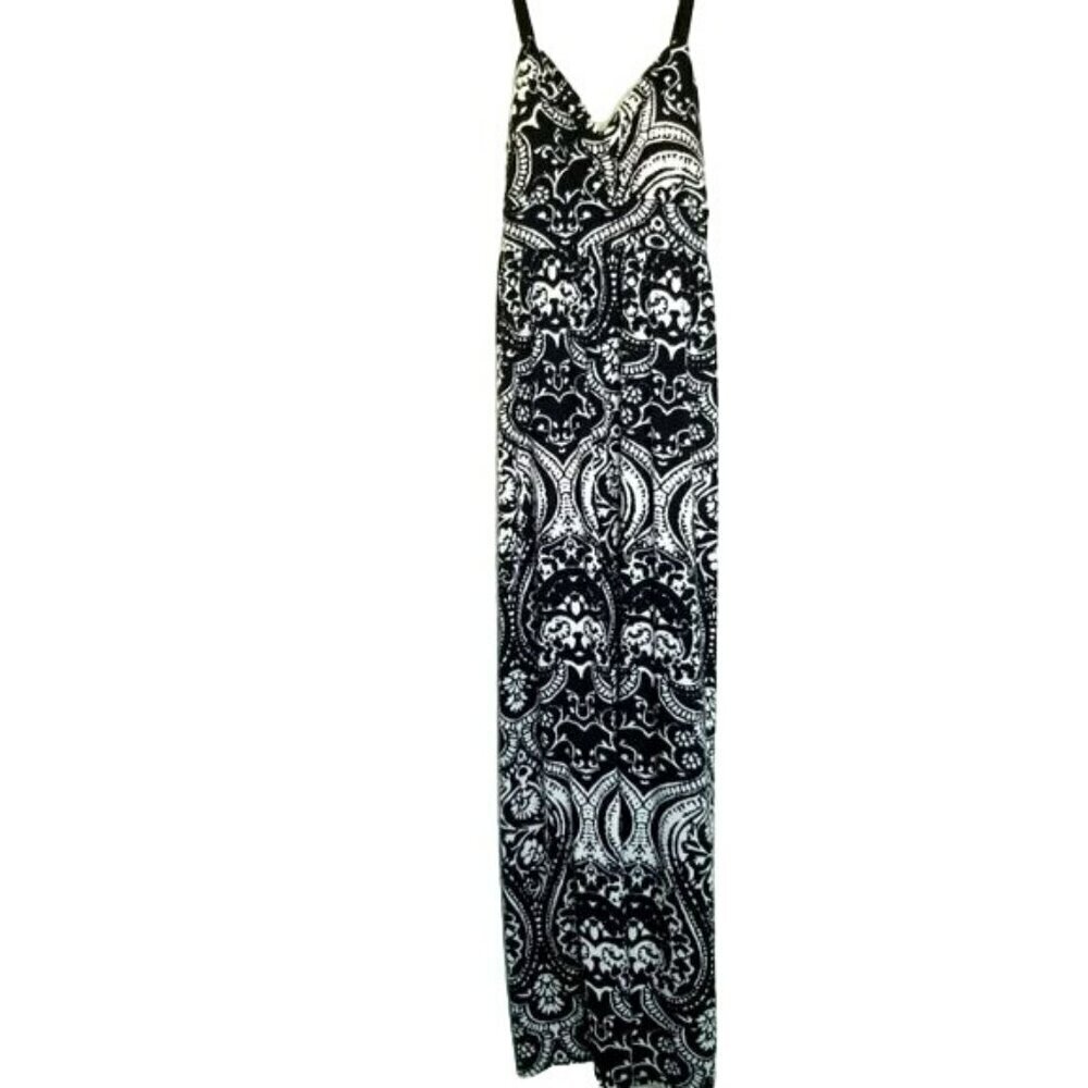 Allison Brittney NWT Long Maxi Dress Black White Padded Chest‎ Adjustable straps